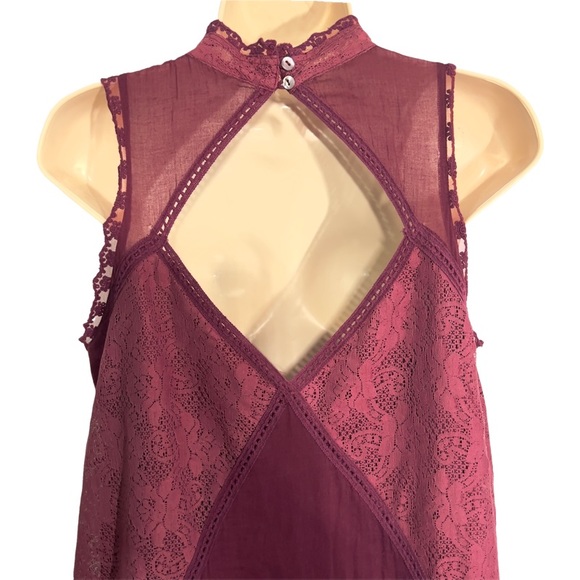 Free People Wine Angel Crochet Lace Mini Boho Cocktail Dress OB479564 M - Picture 9 of 16